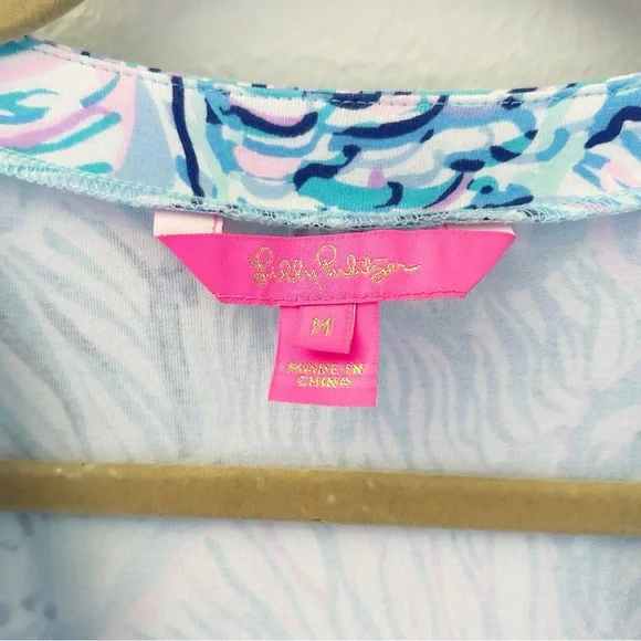 Lilly Pulitzer Rilla Wrap Romper Dress Bermuda Blue Fishful Thinking Size Medium